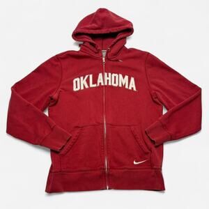 Nike Oklahoma Sooners Red Zip Up Hoodie Swoosh Spellout